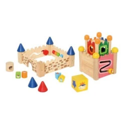 Château En Bois Avec 12 Activités -Jouer Apprendre Promos Magasin chateau en bois a construire 2