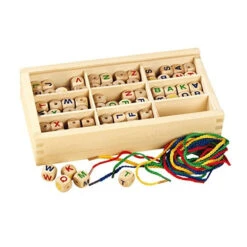 Coffret De 130 Perles Alphabet En Bois