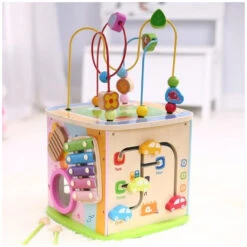 Cube Multi-activités En Bois Nature Pastel