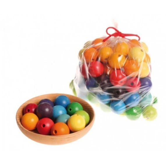 Perles Multicolores En Bois 30 Mm X 96 3 Perles Multicolores En Bois 30 Mm X 96 – Image 3