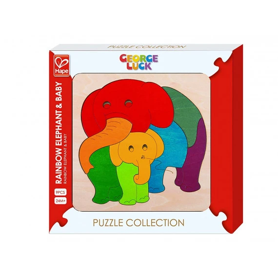 Puzzle Éléphant Et Bébé Arc En Ciel (9 Pcs) 2 Puzzle Éléphant Et Bébé Arc En Ciel (9 Pcs) – Image 2