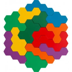 Puzzle Hexagonal 19 Pcs En Bois -Jouer Apprendre Promos Magasin puzzle hexagone 19 pcs en bois 2
