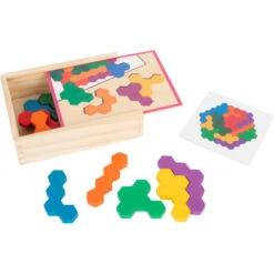 Puzzle Hexagonal 19 Pcs En Bois -Jouer Apprendre Promos Magasin puzzle hexagone 19 pcs en bois 3